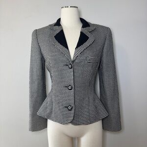 Vintage Wayne Clark  Black and White Houndstooth Blazer Size 2